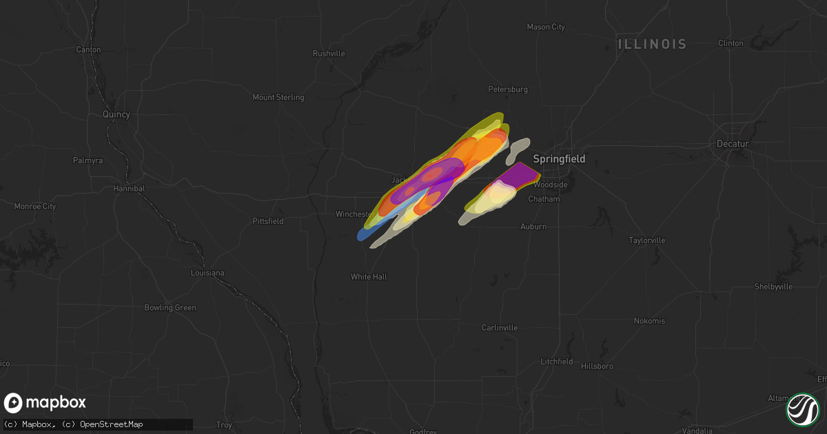 Hail map in Woodson, IL on May 20, 2025