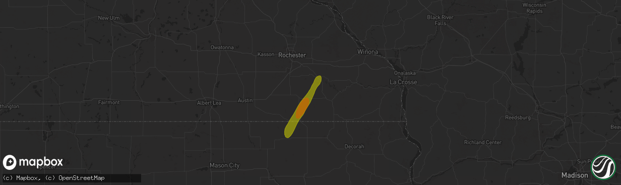 Hail map in Wykoff, MN on May 20, 2025