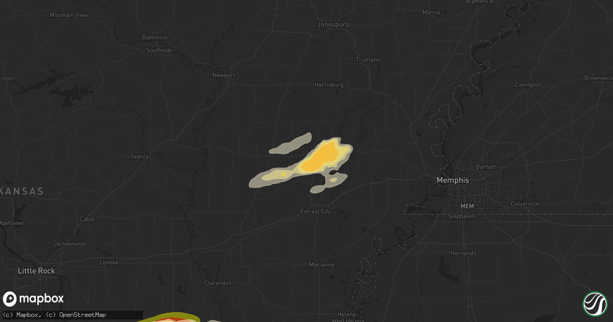 Hail Map in Wynne AR on May 20 2025 HailTrace