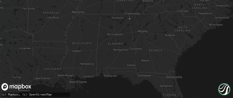Hail map in Alabama on May 20, 2026