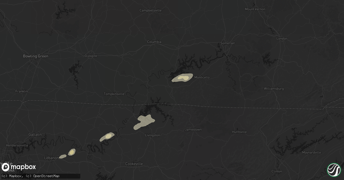 Hail map in Albany, KY on May 20, 2026
