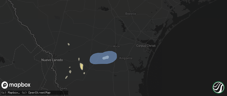 Hail map in Alice, TX on May 20, 2026