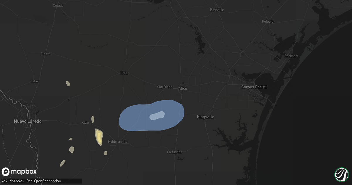 Hail map in Alice, TX on May 20, 2026