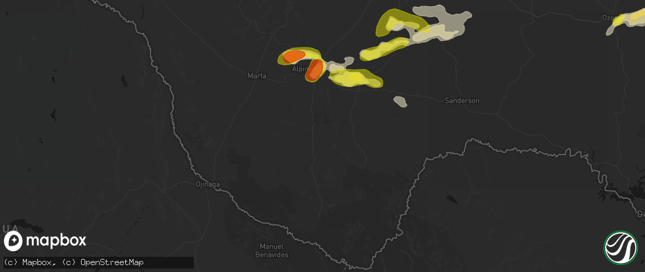 Hail map in Alpine, TX on May 20, 2026