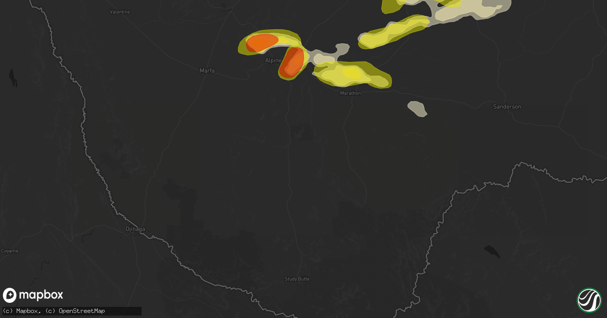 Hail map in Alpine, TX on May 20, 2026
