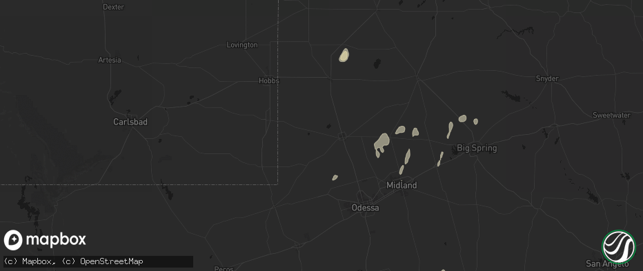 Hail map in Andrews, TX on May 20, 2026