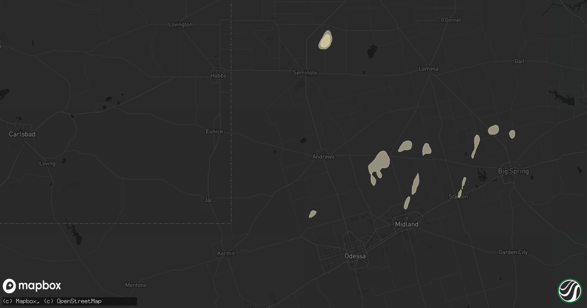 Hail map in Andrews, TX on May 20, 2026