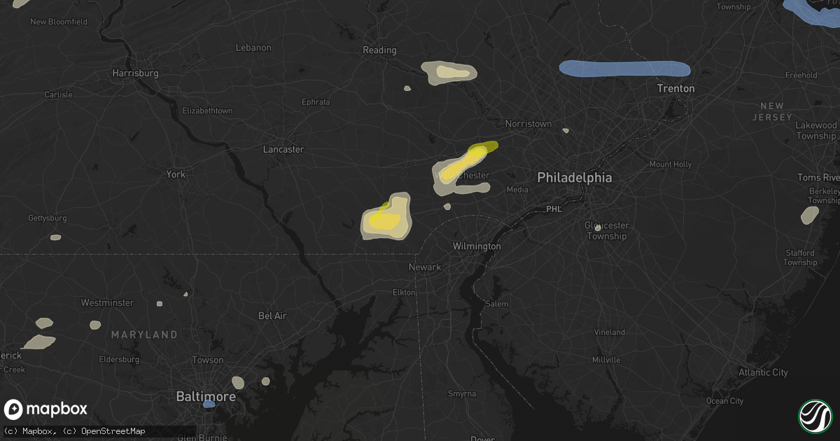 Hail map in Avondale, PA on May 20, 2026