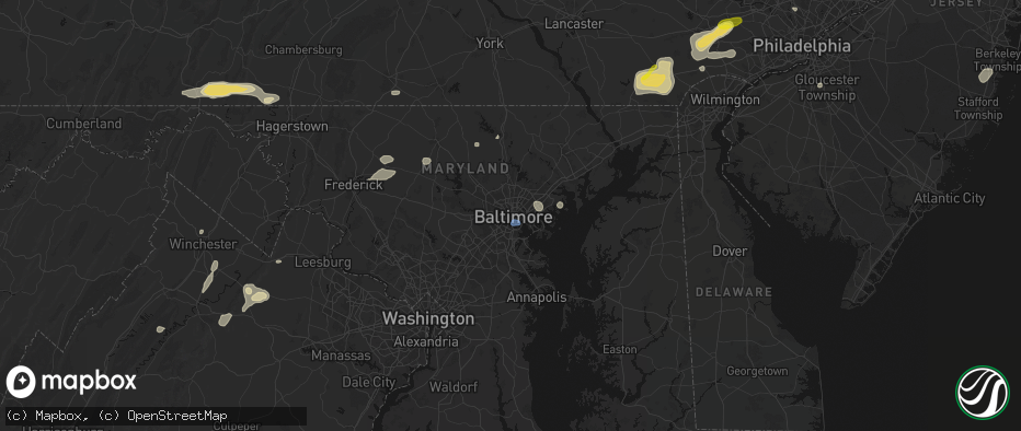Hail map in Baltimore, MD on May 20, 2026