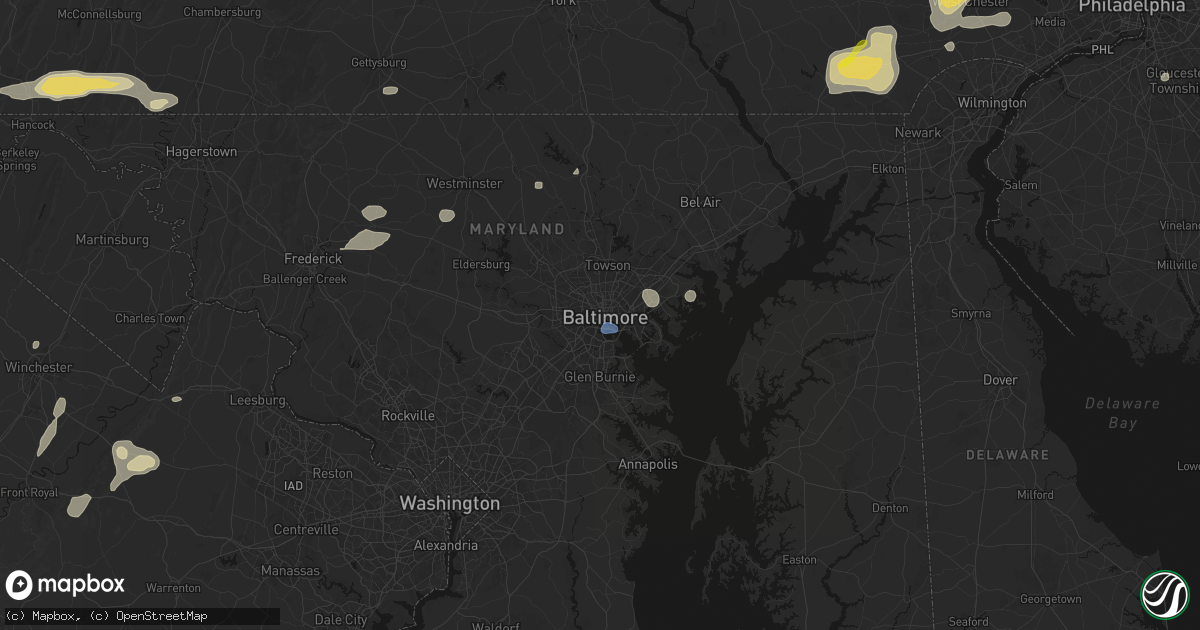 Hail map in Baltimore, MD on May 20, 2026