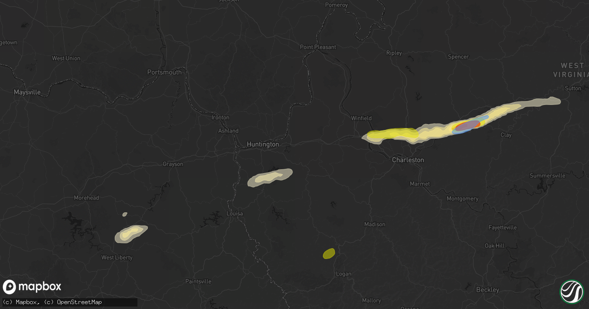 Hail map in Barboursville, WV on May 20, 2026