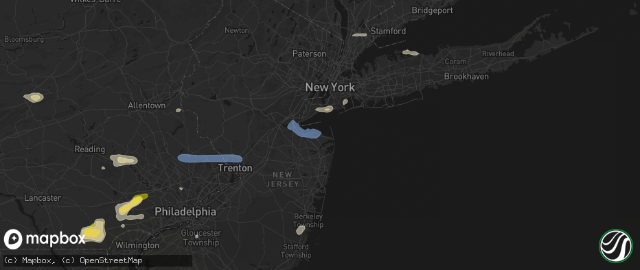 Hail map in Belford, NJ on May 20, 2026