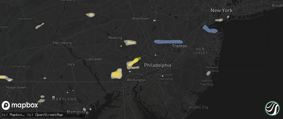 Hail map in Berwyn, PA on May 20, 2026