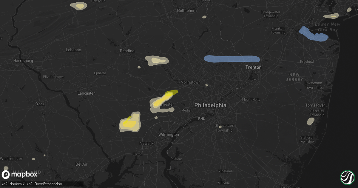 Hail map in Berwyn, PA on May 20, 2026