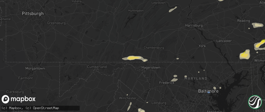 Hail map in Big Cove Tannery, PA on May 20, 2026