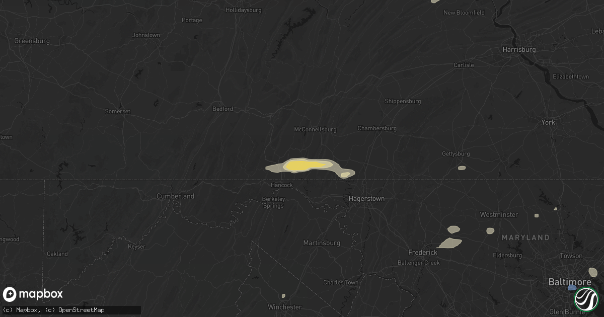 Hail map in Big Cove Tannery, PA on May 20, 2026