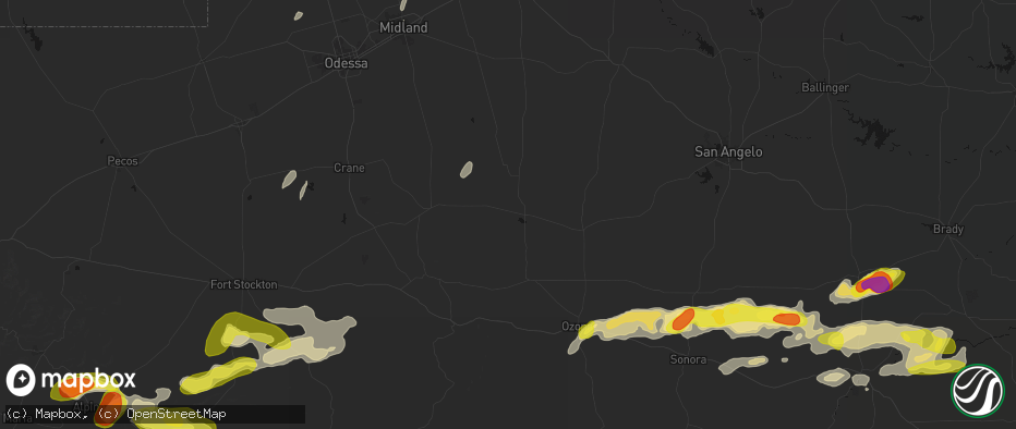 Hail map in Big Lake, TX on May 20, 2026