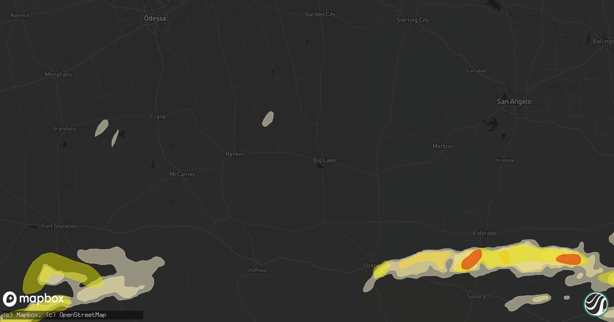 Hail map in Big Lake, TX on May 20, 2026