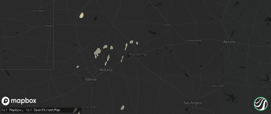 Hail map in Big Spring, TX on May 20, 2026