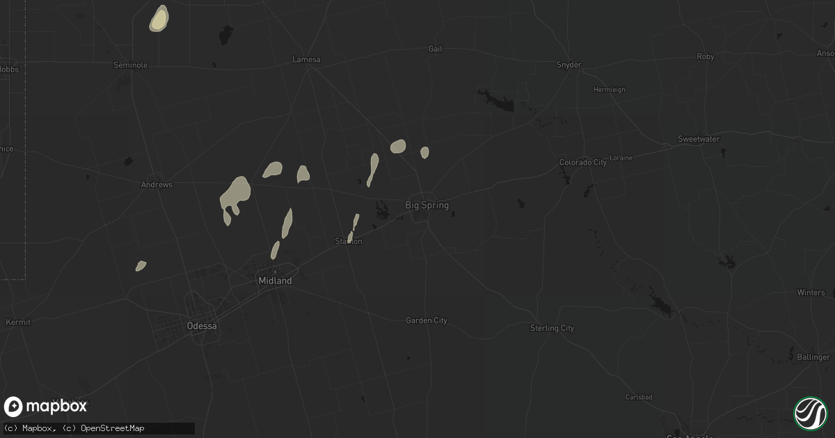 Hail map in Big Spring, TX on May 20, 2026