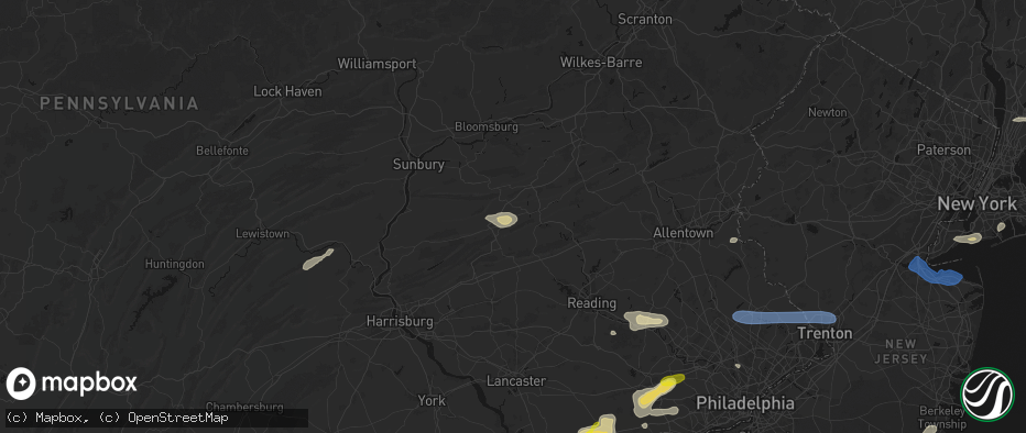 Hail map in Branchdale, PA on May 20, 2026