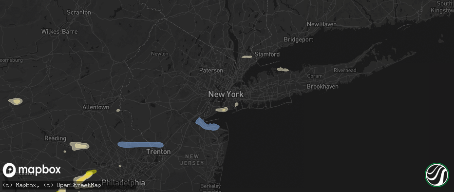Hail map in Brooklyn, NY on May 20, 2026