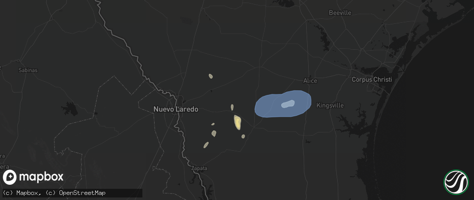 Hail map in Bruni, TX on May 20, 2026