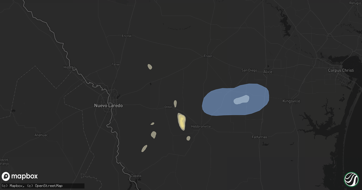 Hail map in Bruni, TX on May 20, 2026