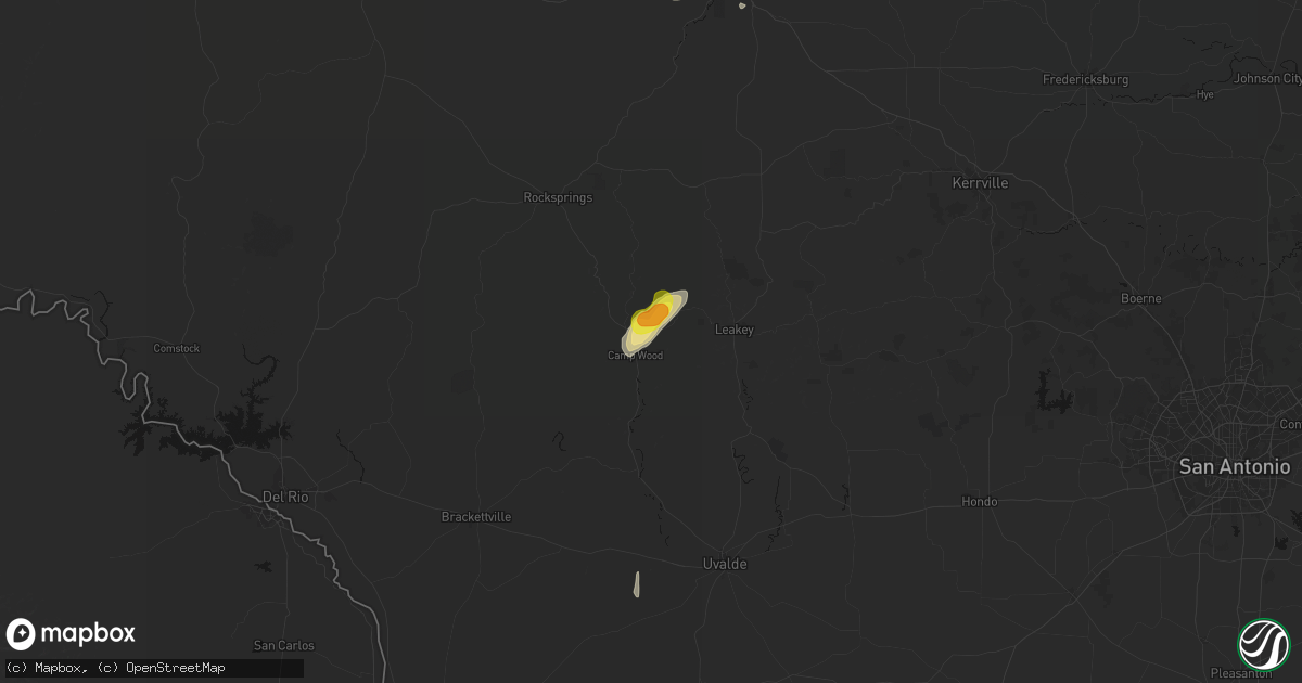 Hail map in Camp Wood, TX on May 20, 2026