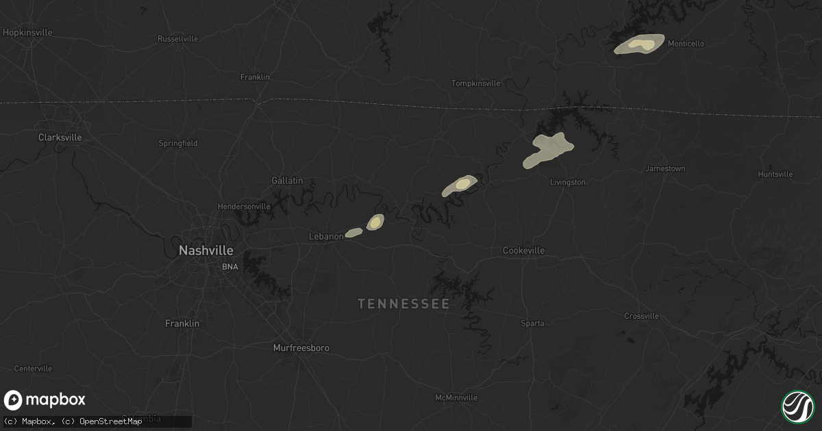 Hail map in Carthage, TN on May 20, 2026