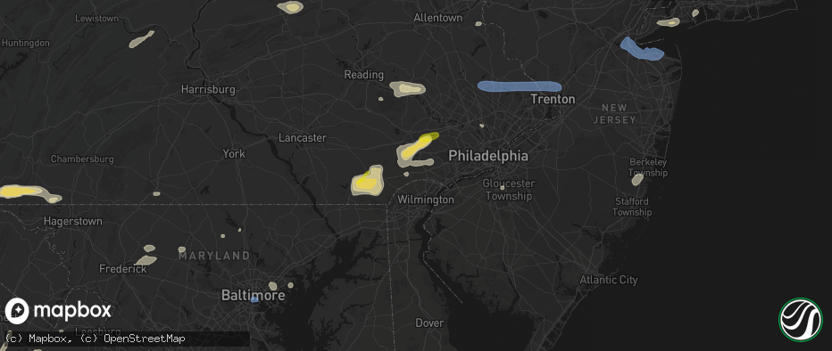 Hail map in Chadds Ford, PA on May 20, 2026