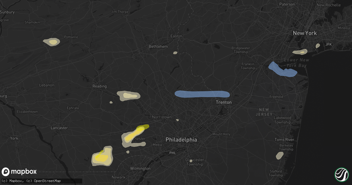 Hail map in Chalfont, PA on May 20, 2026