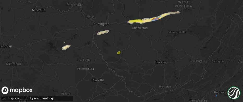 Hail map in Chapmanville, WV on May 20, 2026