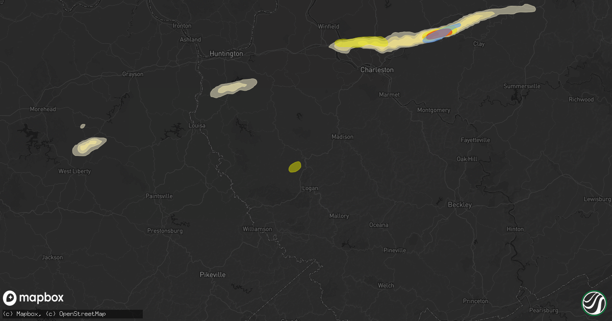 Hail map in Chapmanville, WV on May 20, 2026