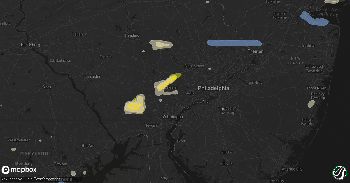 Hail map in Cheyney, PA on May 20, 2026