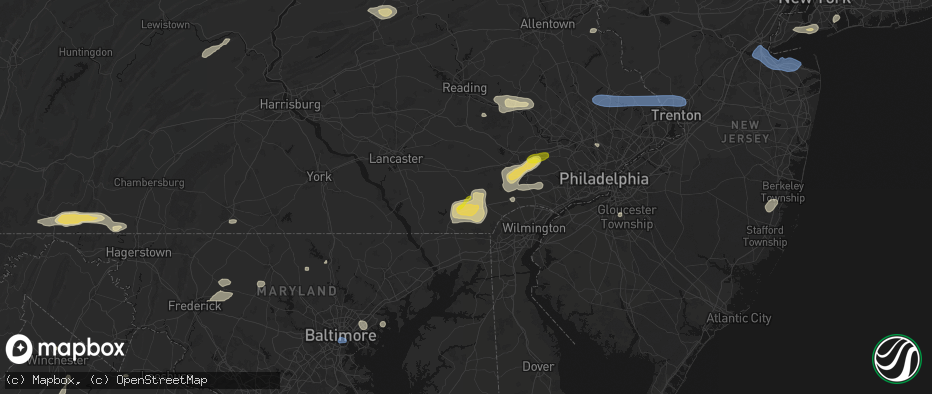 Hail map in Cochranville, PA on May 20, 2026