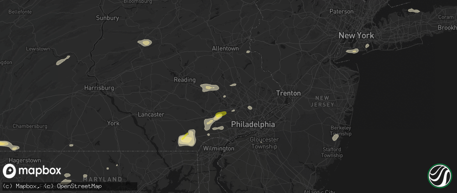Hail map in Collegeville, PA on May 20, 2026
