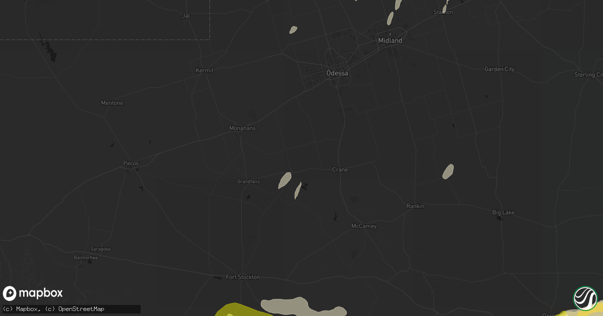 Hail map in Crane, TX on May 20, 2026