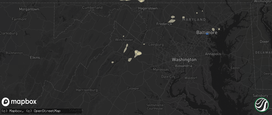 Hail map in Delaplane, VA on May 20, 2026