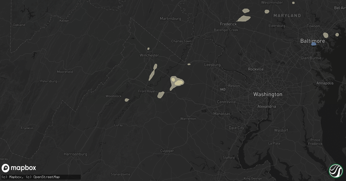 Hail map in Delaplane, VA on May 20, 2026
