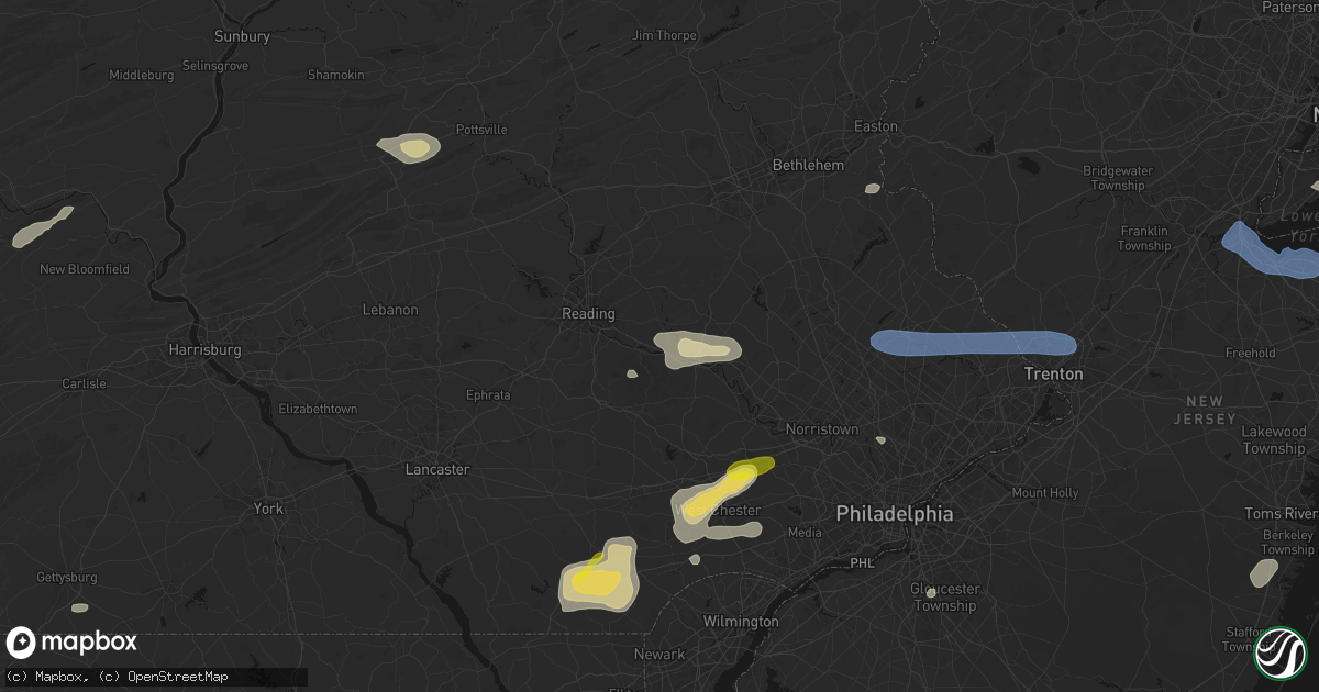 Hail map in Douglassville, PA on May 20, 2026