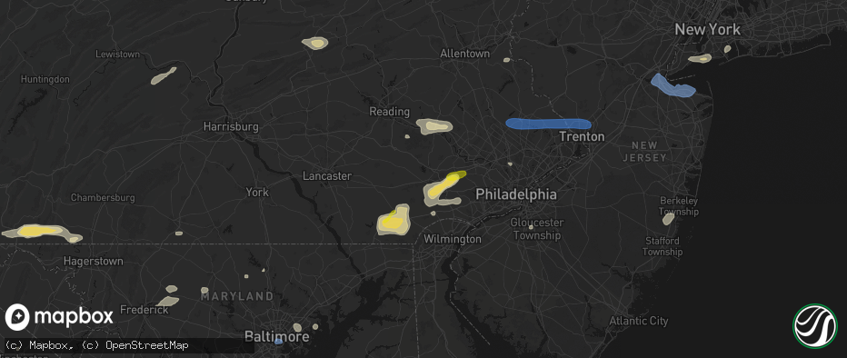 Hail map in Downingtown, PA on May 20, 2026