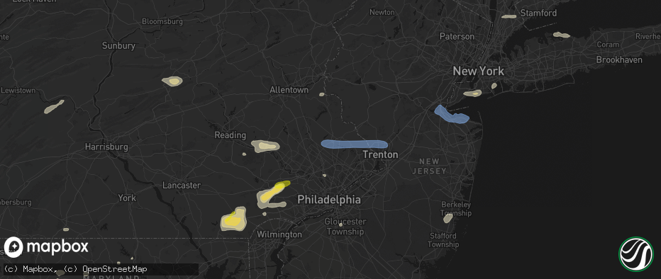 Hail map in Doylestown, PA on May 20, 2026