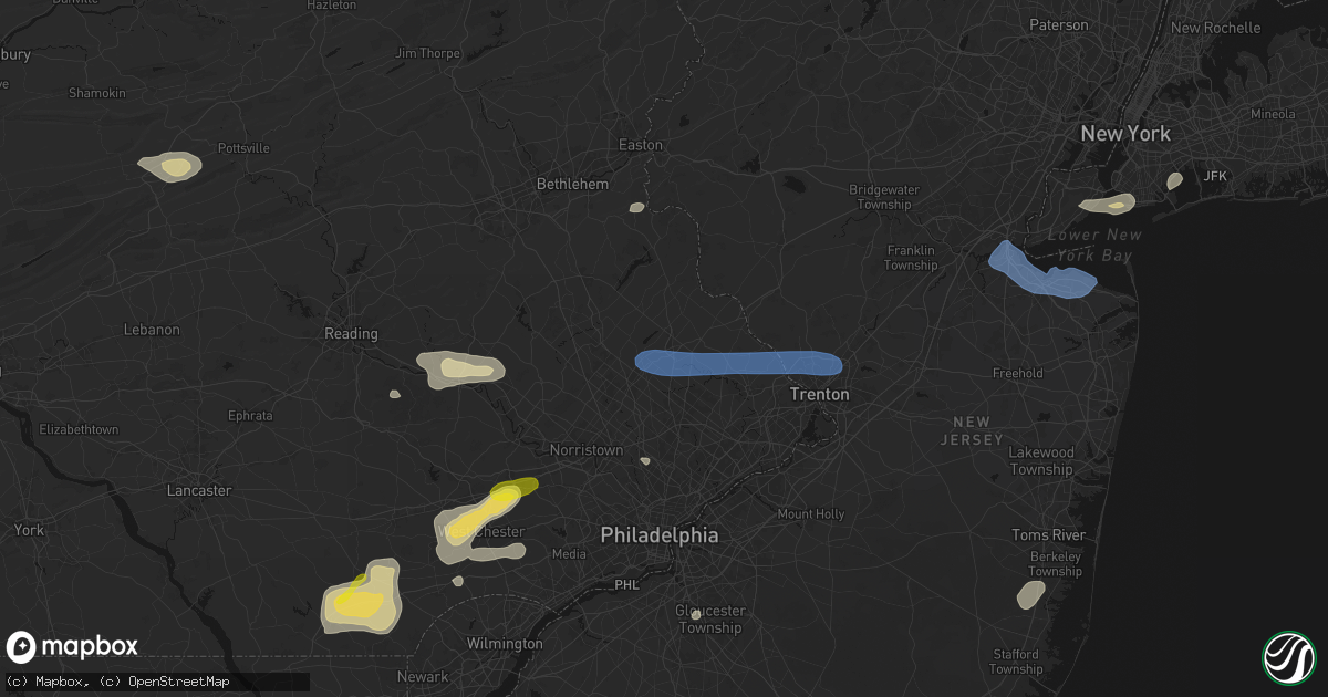 Hail map in Doylestown, PA on May 20, 2026