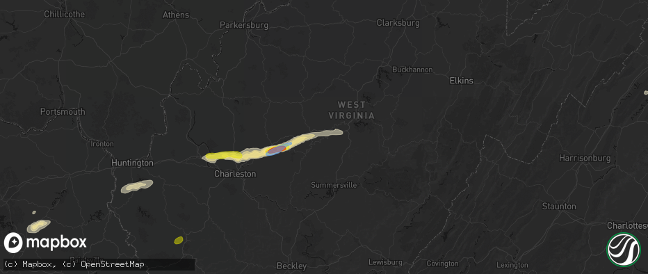 Hail map in Duck, WV on May 20, 2026