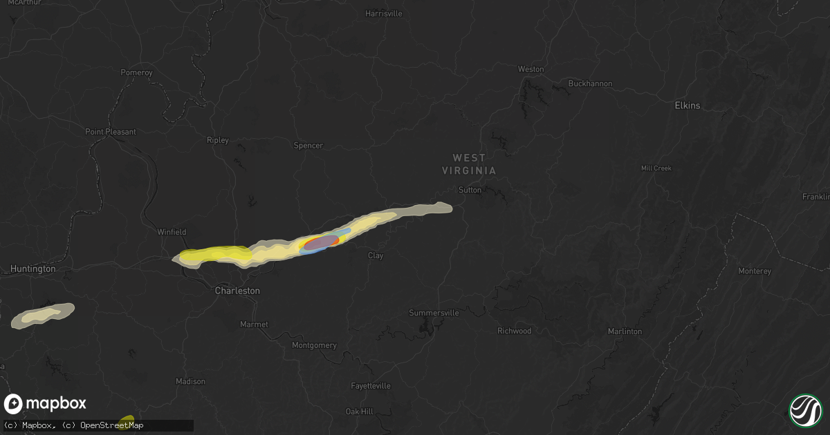 Hail map in Duck, WV on May 20, 2026