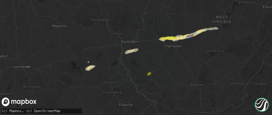 Hail map in East Lynn, WV on May 20, 2026