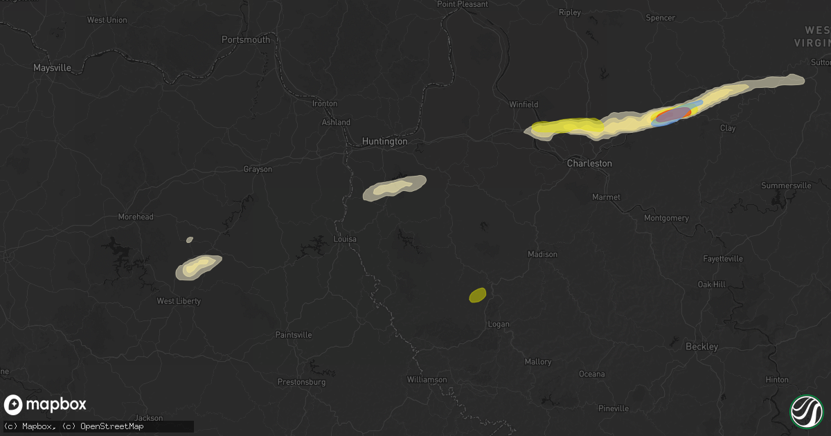 Hail map in East Lynn, WV on May 20, 2026