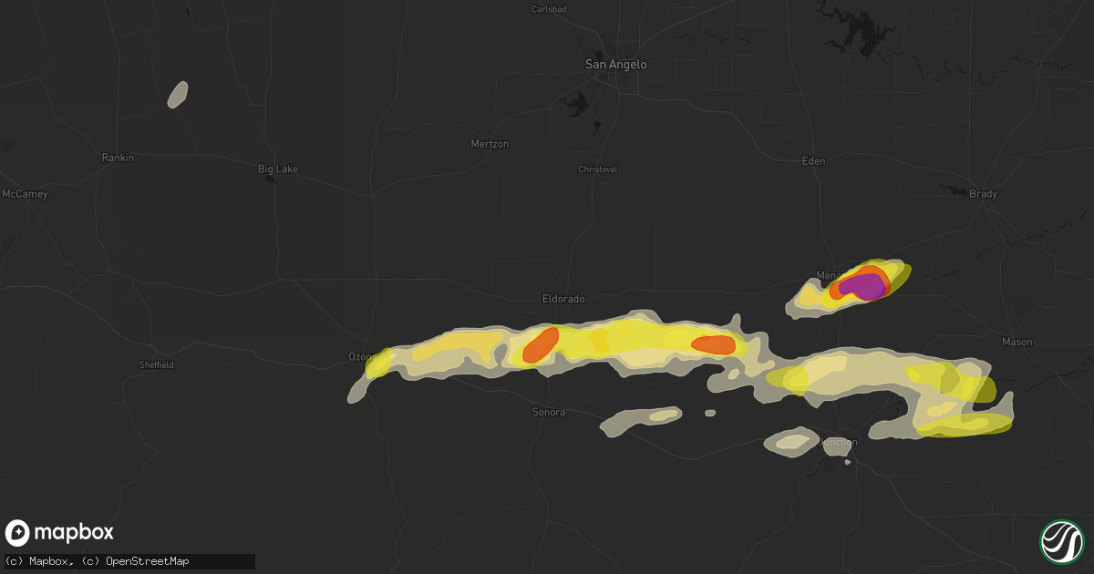 Hail map in Eldorado, TX on May 20, 2026