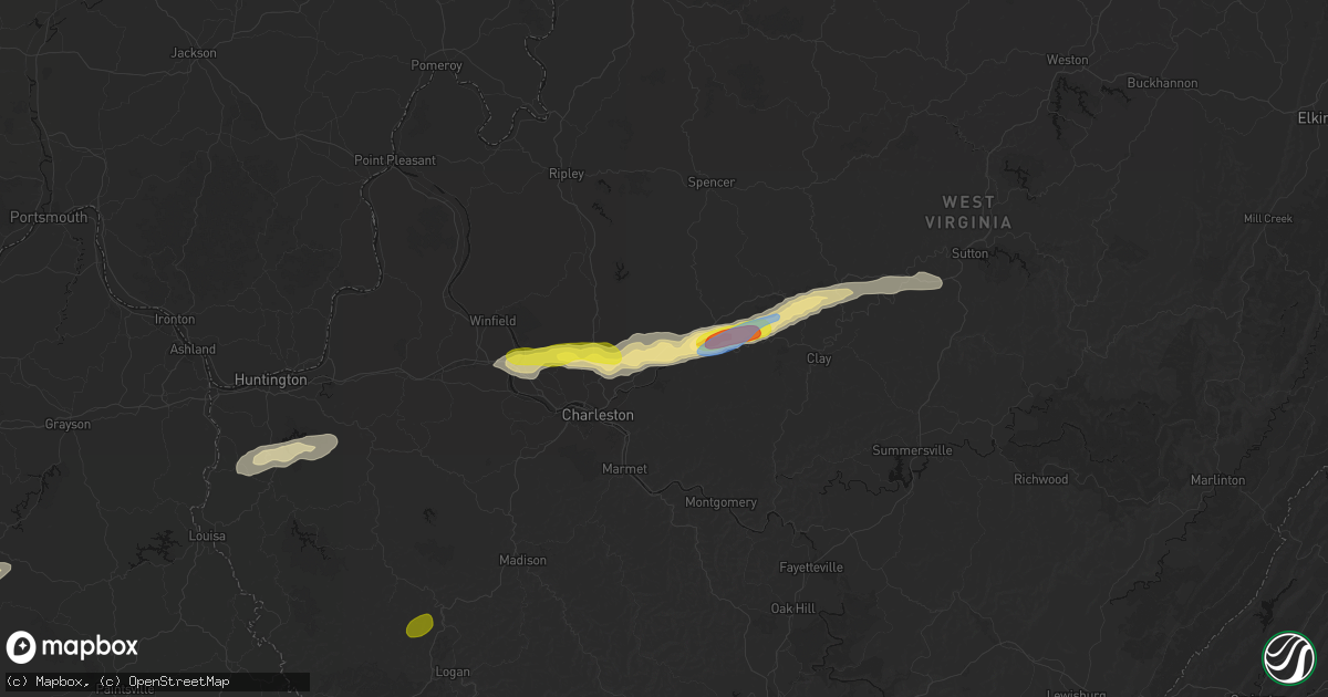 Hail map in Elkview, WV on May 20, 2026
